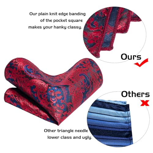 Image of 5PCS Mens Silk Tie, Pocket Square, Cufflinks, Drilled Tie Ring and Lapel Pin Set for Wedding Groom Party