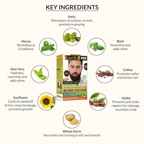 Image of INDUS VALLEY Natural Damage Free Beard Hair Color,Dark Brown - 78ml + 8g