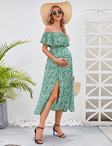 Image of Maternity Dress Women's Off Shoulder Split A Line Casual Maxi Dress Photography Dress for Babyshower