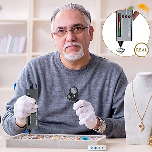 High Accuracy Diamond Tester+30X60X Illuminated Jewelry Eye Loupe Mini Led Foldable Magnifying,Jewelry Diamond Detector Gem Distinguish Tool Thermal For Novice And Expert, Diamond Tester Pen #TOP1