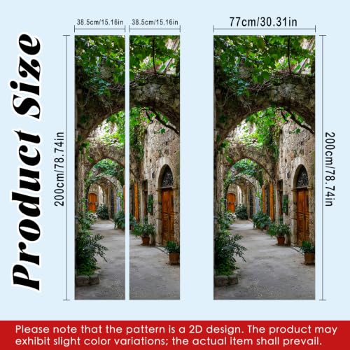 Image of Nuxovilar Stone Alley Door Cover 30.31x78.74 Inches PVC Decal