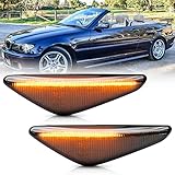NSLUMO Sequential Amber LED Side Marker Lights for 2004-2006 B'MW E46 LCI 325Ci 330Ci Coupe Convertible Front Fender Turn Signal Indicator Blinker Lamps OEM Replacement (Smoked Lens)