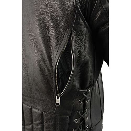 Image of Milwaukee Leather Men's Black Cowhide Quilted Pattern Scooter Style Racing Jacket MLM1545