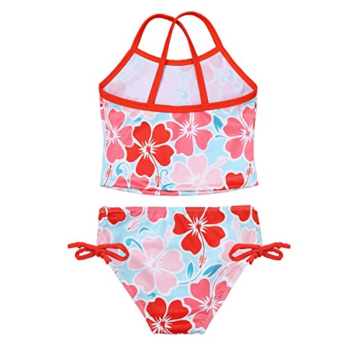 2PCS Kids Girls Swimsuit Swimwear Floral Printed Tankini Bottoms Set Bathing Suit Beachwear4