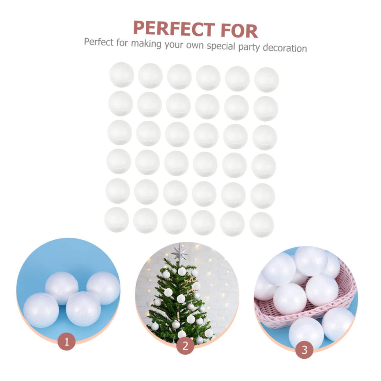 Lurrose 2500pezzi Palline di Polistirolo Bianche per Artigianato Fai Te Sfere Leggere per Decorazioni Natalizie e Matrimoni per Pittura e Personalizzazione