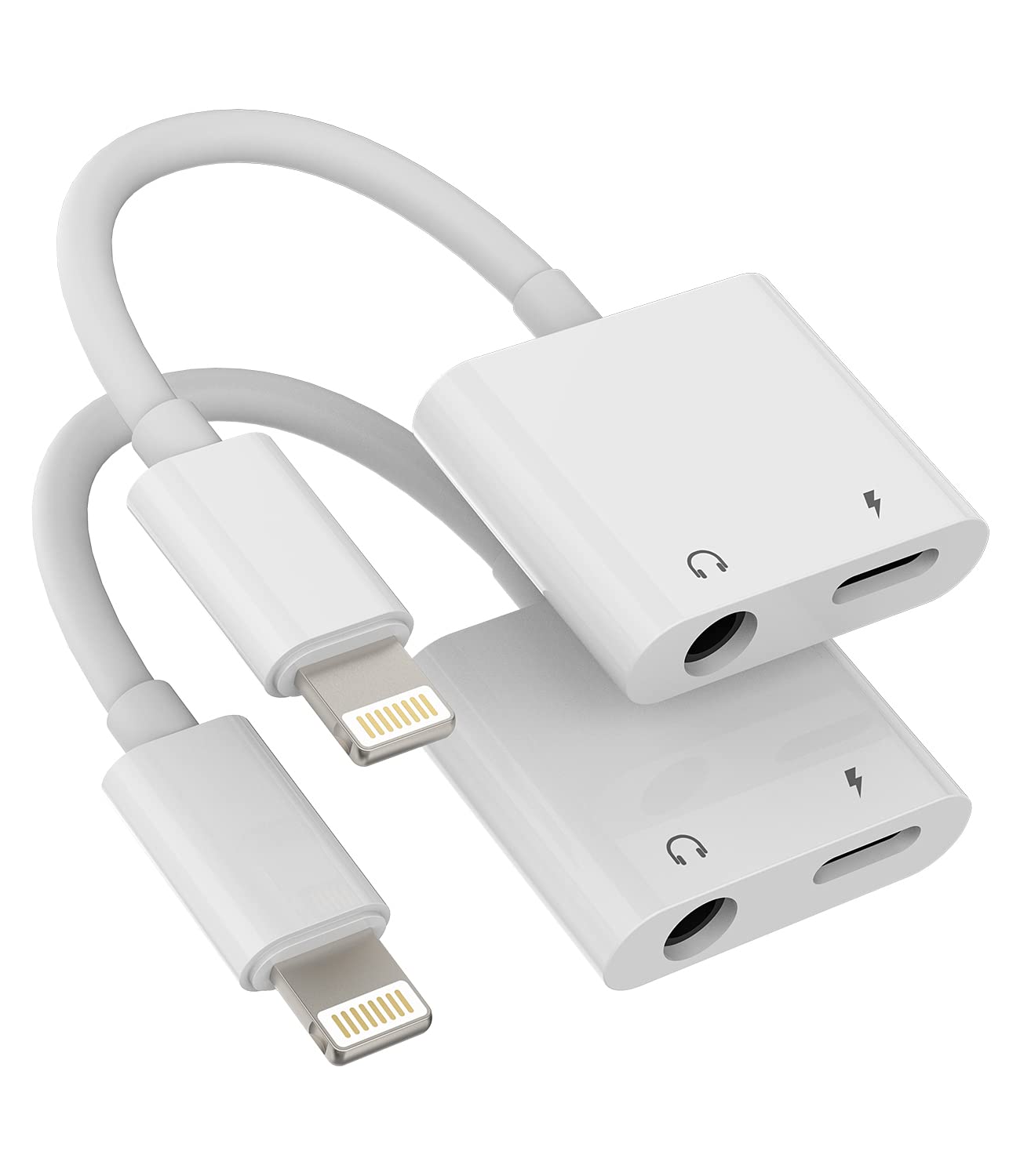 アイフォン変換アダプター3.5mm イヤホンジャックに ライトニングきゅうそく充電スプリッター（2パック）aux ヘッドホン同時急速充電器分岐繋ぐ2in1延長ケーブル アップルlightning じゃっくプラグコードあだぷたーアクセサリーあいふぉんいやほん イヤフォンけーぶる二股apple mfi認証対応iphone