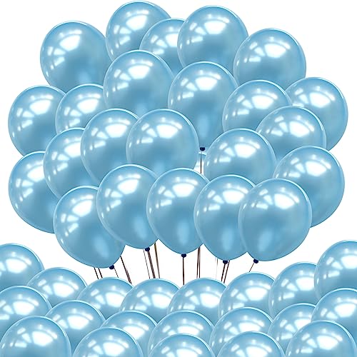 Image of Neo LOONS 100 pcs 5 inch Pearl Light Blue Premium Latex Balloons - Great for Kids, Adult Birthdays, Weddings, Receptions, Baby Showers, Water Fights, or Any Celebration