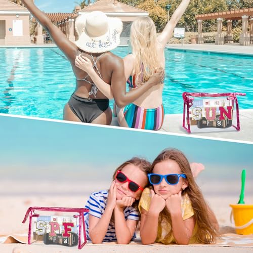 Image of COSHAYSOO Sunscreen Bag Clear Makeup Toiletry Pouch Beach Vacation Essentials for Women Teen Girls Trip Gifts Summer Pool Travel Must Have Accessories Waterproof Stuff