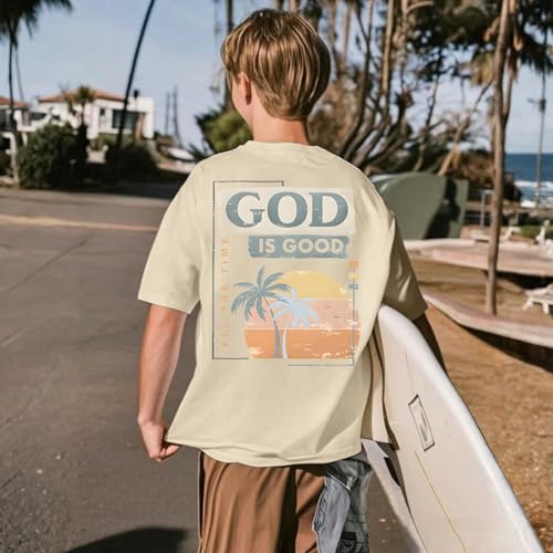 KEEVICI Boys God is Good Shirt Christian Faith Shirts for Kids Jesus Beach Palm Tree Hawaiian Tshirt Graphic Tees Cotton Tops3
