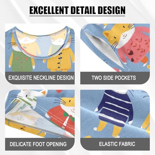 Cat Kids Pjs Set Boys Girls Summer Short-Sleeve Sleepwear Pajamas 2PCS4