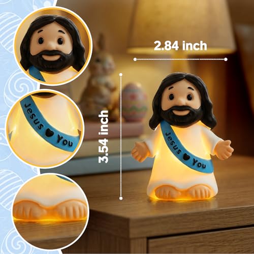 Image of Jesus Night Light,Resin Jesus Sculpture Lamps,Mother's Day,Religious Statue Lamp Gift for Mom,Table Lamp for Bedroom Desktop Holiday Decoration,Baptism Gift for Women