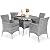 Best Choice Products 5-Piece Indoor Outdoor Wicker Dining Set Furniture for Patio, Backyard w/Square Glass Tabletop, Umbrella Cutout, 4 Chairs - Gray