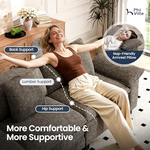 Image of PHI VILLA Cloud Modular Couch Sets, Sectional Sofa Couches for Living Room, Single Seat for 1 Person, Chenille Ash