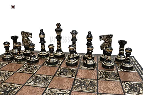 Jeu d'échecs en métal de luxe pour salon avec coffret de rangement velours
