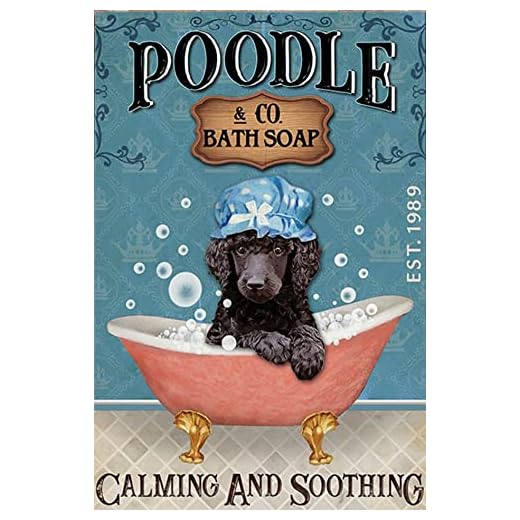 TNND Cartel de regalo para los amantes del caniche año caniche perro empresa decoración de pared arte cartel de metal 8 x 12 pulgadas