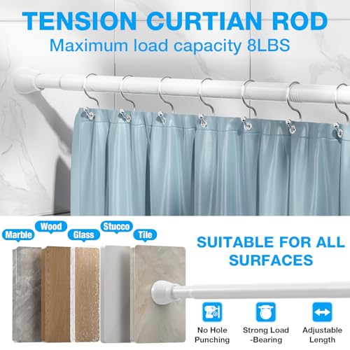Image of MEXAU 1Pack Spring Tension Curtain Rod 44-77 inch White Small Tension Rod