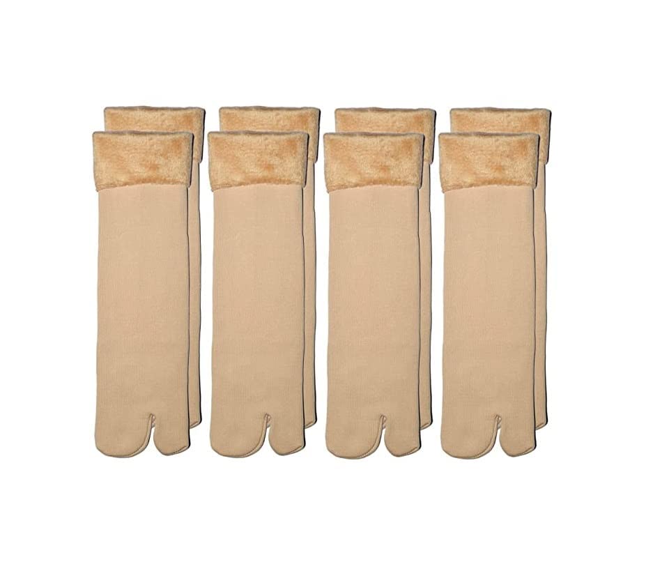 hivata Socks Perfect Outlet Winter Woolen Fleece Fur | Ankle Length Thermal Thumb Socks, 100% Warm Super Hot for Women | Velvet Pile Lined Socks For Women & Girls Free Size (Pack of 4) in Skin Color-picture-42