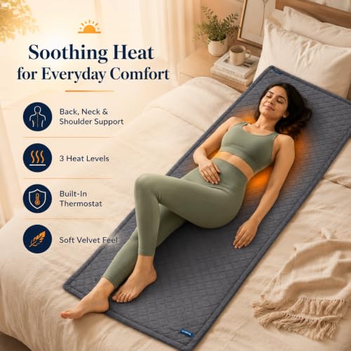 Image of Comfier Electric Heating Pad Pain Relief - Large Heating Warmer Pad for Muscle,Shoulder, Abdominal, Knee, Neck, Back & Period Cramps with Auto Heat Control Technology (68*27 inches) 2 years warranty (DARK GREY)