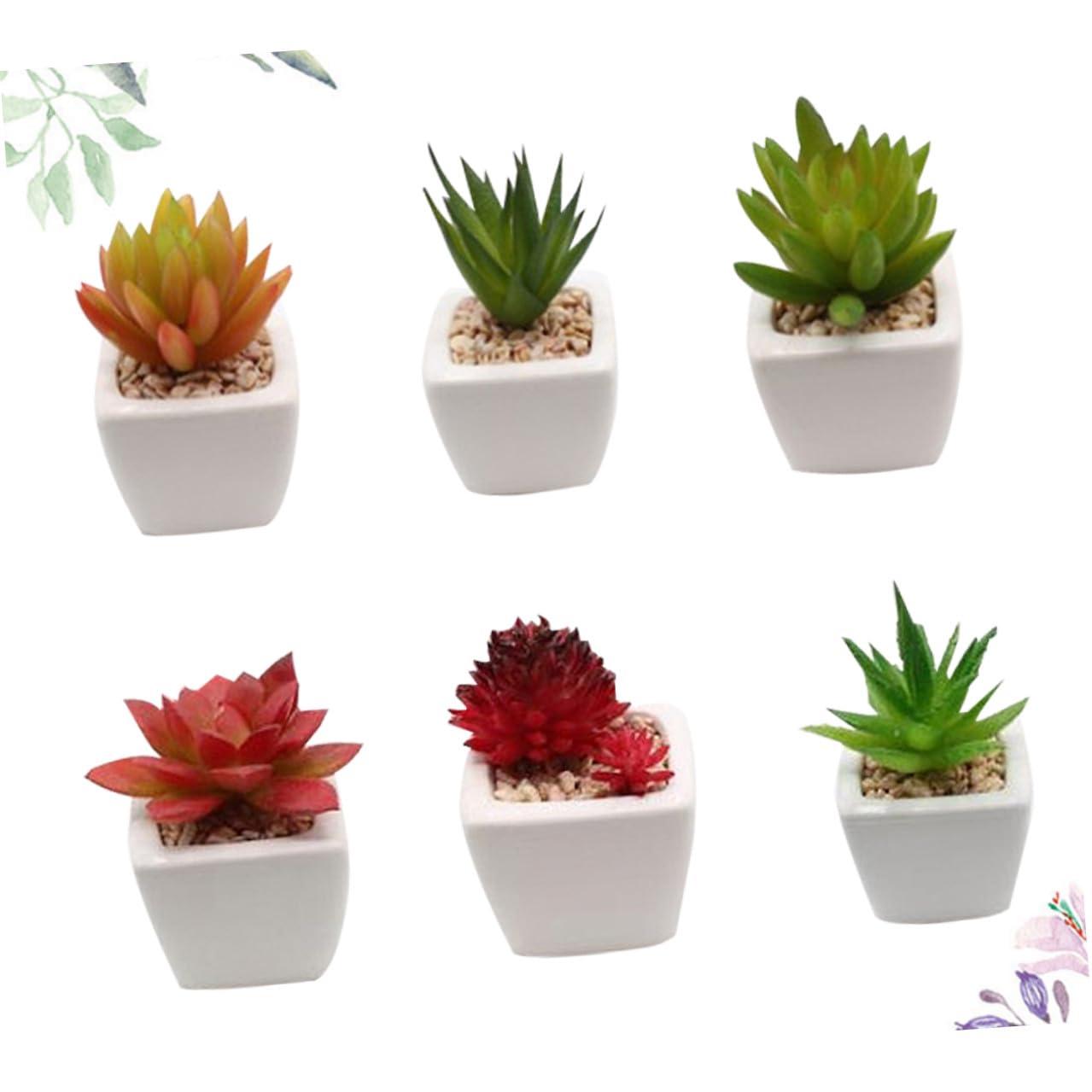 Mipcase 6 Pièces Succulente Artificielle en Céramique Blanche Mini Bonsaï