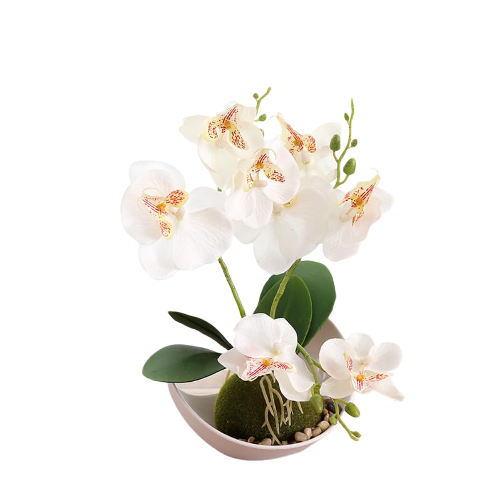 Orchidée artificielle blanche en pot de 27,6 cm fleur sans entretien pour intérieur
