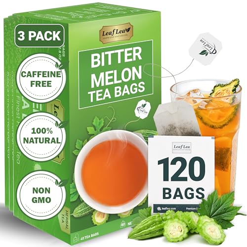 Image of LeafLea Bitter Melon Tea Bags, Cerasee Momordica Charantia Tea, 120 Count