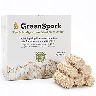 GreenSpark Firestarters 70 Pcs Natural Fire Starter for Grill, Smoker, Pizza Oven, BBQ, Wooden & Pellet Stove, Fire Pit, Long Burn, Waterproof, All Weather Fire Starters Safe for Indoor/Outdoor Use
