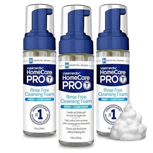 Welmedix No Rinse Cleansing Foam - Rinse Free & Waterless Body Wash 3-in-1 Shampoo & Foaming Cleanser Hospital Grade & pH Balanced - Pack of 3
