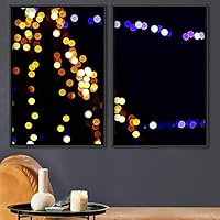 2 Piece Framed Canvas Wall Art Orange Purple Bokeh Canvas Prints Home Artwork Decoration for Living Room,Bedroom - 16