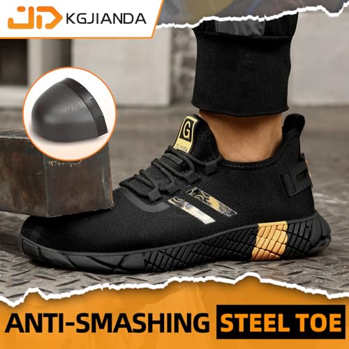 Image of Steel Toe Shoes for Men, Lightweight Safety Work Shoes, Breathable Puncture-Resistant Work Shoes for Warehouse, Factory and Light Construction