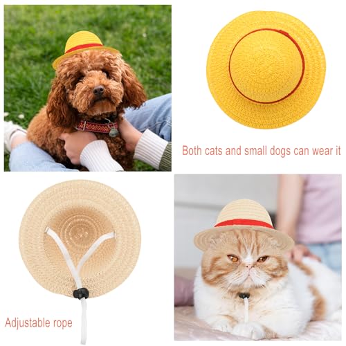 Sombrero de paja para mascotas para fiesta Halloween miniatura 2