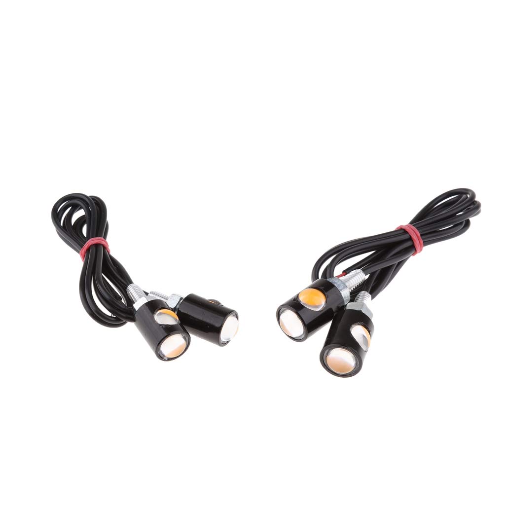 2 Paires De Feux De Plaque D'Immatriculation Universels 12V - Orange Clignotant - Pour Voiture/Moto