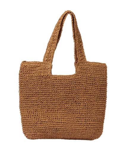 Image of GOLDTIMO Beach Bags for Women - Summer Soft Large Woven Shoulder Purse Handbag, Beach Tote Straw Bag for Summer Vacation