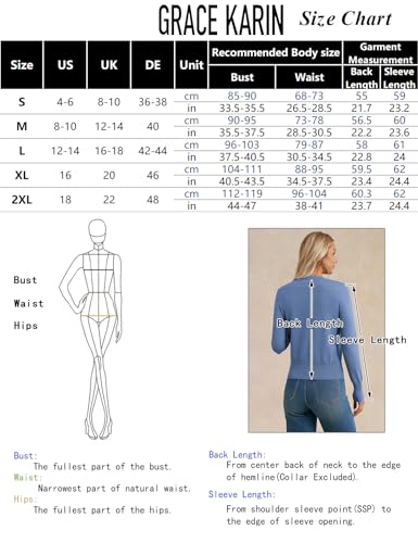 GRACE KARIN Pullover Damen Elegant Slim Fit Rundhals Langarm Strickpullover für Hochzeitsgäste Party CL0244-01/Schwarz M
