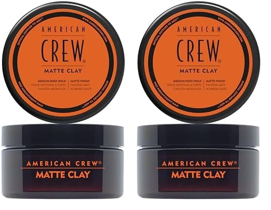 American Crew Matte Clay, Cera Mate Pelo Hombre Fijación Media-Alta, Cera con Acabado Mate, Moldeador Pelo con Arcilla y Fijador Pelo en Pasta, 85g (Paquete de 2)