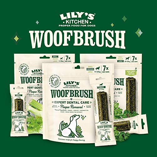 Lily's Kitchen Woofbrush Natürliche Leckerlis für ausgewachsene Hunde Zahnpflege-Kausnack - Mittlerer Hund (1 Packung mit 7 Kausnacks - 28g)
