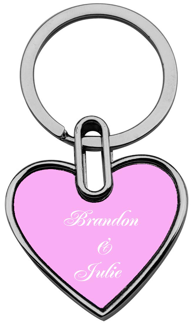 GIFTS INFINITY Personalized Key Chains Free Laser Engraving. (Heart #2 Pink)