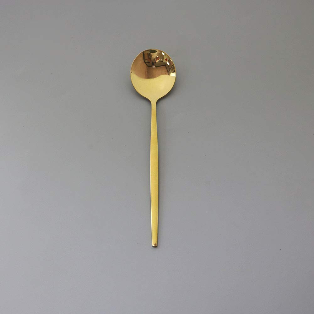 Puzhler 6-Piece Gold Mirror Finish Stainless Steel Flatware Set, Cutlery Set for Home and Party, Includes Dinner Knife, Spoon, Fork, Teaspoon