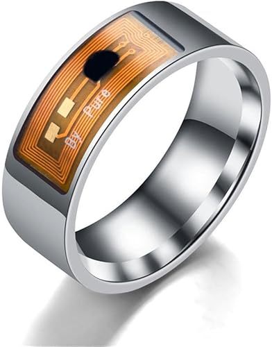 Anillo inteligente de moda NFC para teléfono móvil, anillo inteligente de acero inoxidable de 0.315 in de ancho, anillo inteligente para parejas