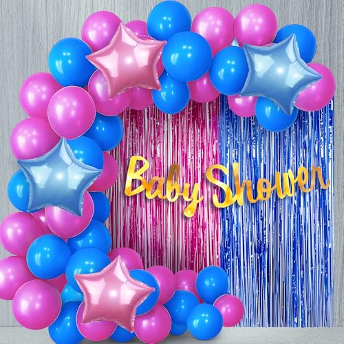 Image of Party Propz Baby Shower Decorations Kit -17 Pcs Mom to Be Decoration Items Set with Golden Baby Shower Balloons, Banner & Foil Curtains, Maternity Props for Photoshoot (Cardstock, Latex, Foil)
