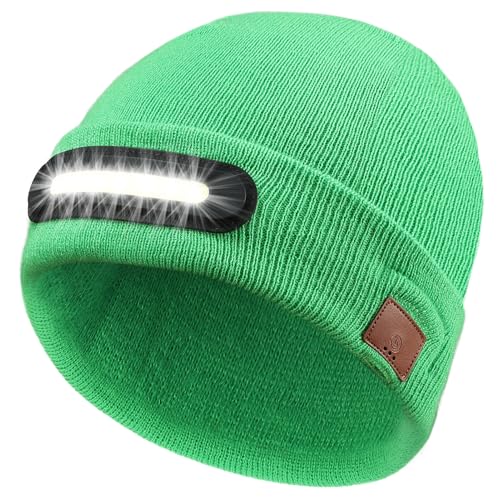 Image of LED Beanie with Light, Unisex USB Rechargeable Headlamp Beanie Flashlight Beanie Hat for Men Women
