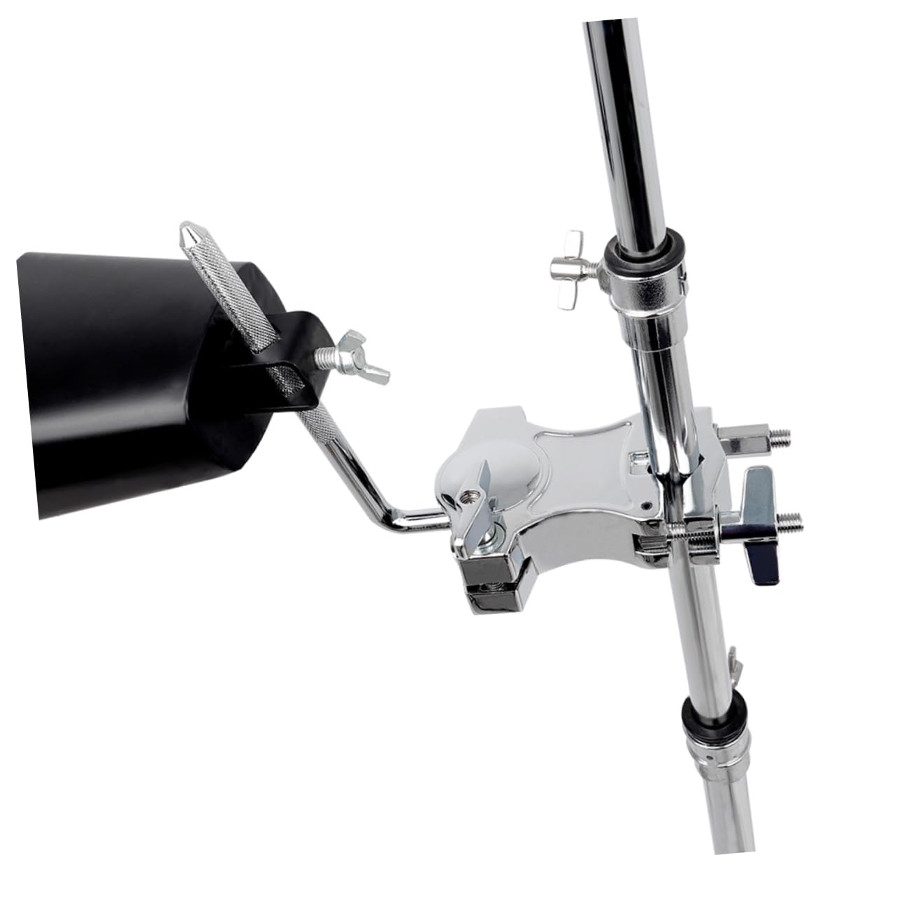 BESTonZON Support de Tom en Alliage de Zinc Réglable à Levier Rotatif 360°, Clip D'extension pour Batterie, Accessoire Montage Percussion Robuste et Polyvalent, Argenté