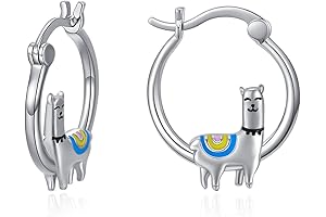 925 Sterling Silver Tiny Llama Hoop Earrings, Hypoallergenic