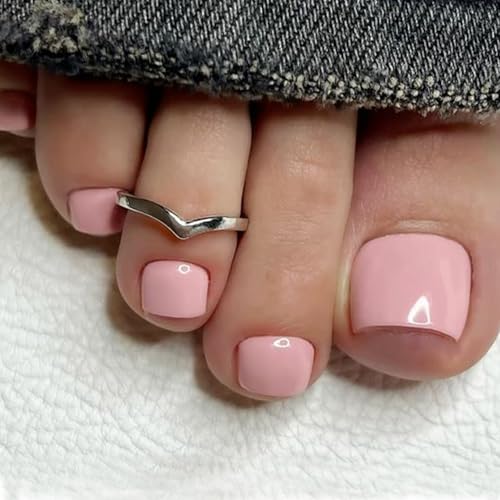 Modelones Press on Toenails Short, Soft Pink Toe Press on Nails S...