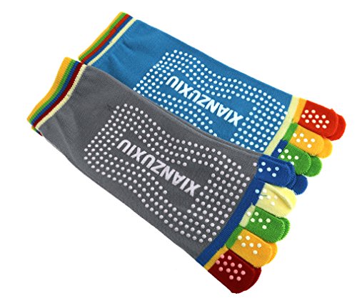 4 Pcs Anti-Slip Unisex Sport Yoga Colorful Gym Socks 5-Toe Cotton Yoga Socks3