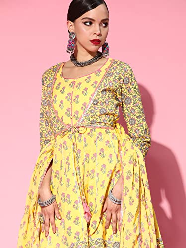Image of ishin Women's Cotton Kurta With Sharara & Dupatta