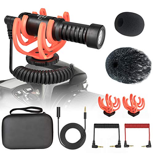 Universal Video Microphone with Shock Mount,Windscreen,3m Extension Cable for iPhone, Android Smartphones, Canon EOS, Nikon DSLR Cameras and Camcorders - Perfect Camera Microphone, Shotgun Mic