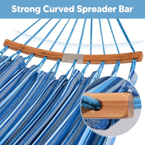 Image of SUNCREAT Hammocks Double Hammock with Curved Spreader Bar, Blue
