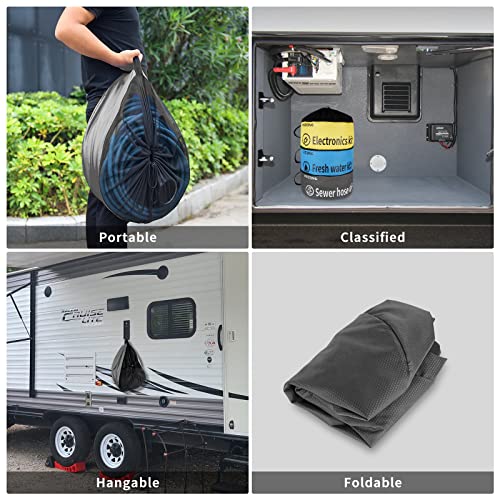 Image of RVZONE RV Hose Bag, Waterproof RV Hose Bag Organizer, Camper Accessories RV Equipment Storage Utility Bag for Sewer Hoses, Fresh /Black Water Hoses and Electrical Cords