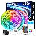 DAYBETTER Led Strip Lights 300 ft (3 Rolls of 100 ft) Color Changing Lights Strip for Bedroom, Desk, Indoor Room Bedroom Valentine Decor, with Remote and 24V Power Supply