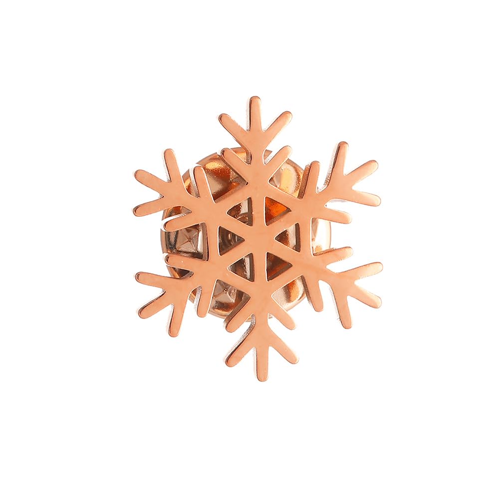 The Snowflake Stainless Steel Brooch for Men Shirt Badge Lapel Pins Clips Christmas Gift